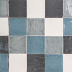 Handvorm tegel mix 13x13 blauw donkergrijs ivoor en laguna