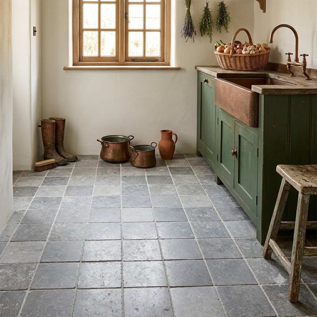 Getrommelde Keramische Dambord Vloertegels hardsteen look Grijs Zwart Mix 20x20 cm