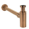 Luxe beker sifon 11/4" messing geborsteld koper met muurbuis en rozet