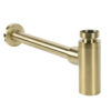 Luxe sifon 11/4" messing geborsteld goud met muurbuis en rozet