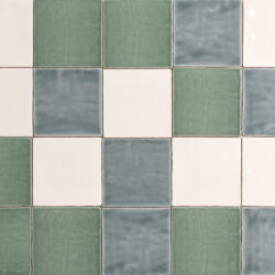 Oud Hollands Groen Ivoor en Laguna mix handvorm tegels 13x13