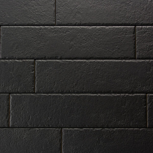 Zwarte bricks van Emil Ceramica type Brixen Stone Black in 7x28 cm