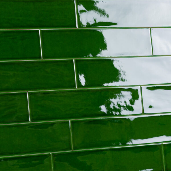 Langwerpige wandtegels handvorm visgraat koper groen tegels 7,5x30 Emerald green