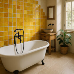 Oker gele handvorm tegels sfeerfoto 13x13