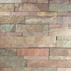 Natuursteen strips koper kleurig wandbekleding leisteen Copper