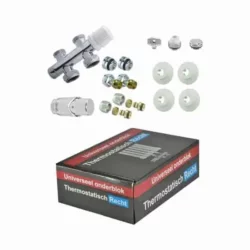 Thermostatische radiator aansluitset chroom midden aansluiting recht naar beneden