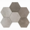 Keramische zeskant hexagon tegels Ermes Aurelia Vintage Antracita en Cemento mix