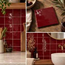 bordeaux rode handvorm tegels 13x13