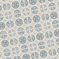 Keramische-Portugese-vloertegels-20x20-grijs-met-blauw-bloemetjes-patroon