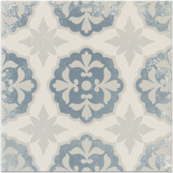 Keramische-Portugese-vloertegels-20x20-grijs-met-blauw-bloemetjes-patroon