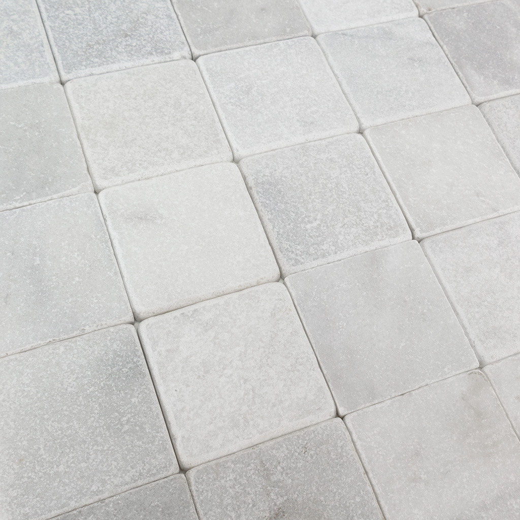 Getrommeld Marmer Wit 10x10 cm - Turks Hardsteen Tegels voor Binnen
