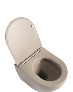 Wandcloset mat beige zandkleur met softclose en quickrelease toiletzitting