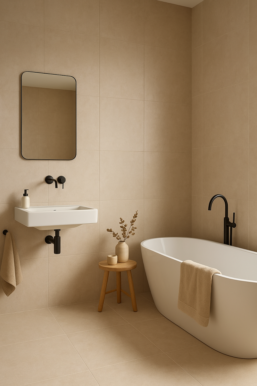 Beige vloertegels 45x45