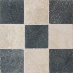 Getrommelde Keramische Dambord Vloertegels hardsteen look – Beige/Zwart Mix 20x20 cm