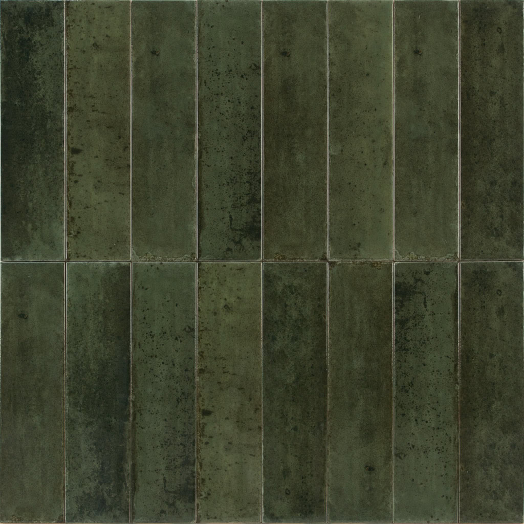 Wandtegels Patagonia Green 6,5x26 cm langwerpige groene handvorm tegels