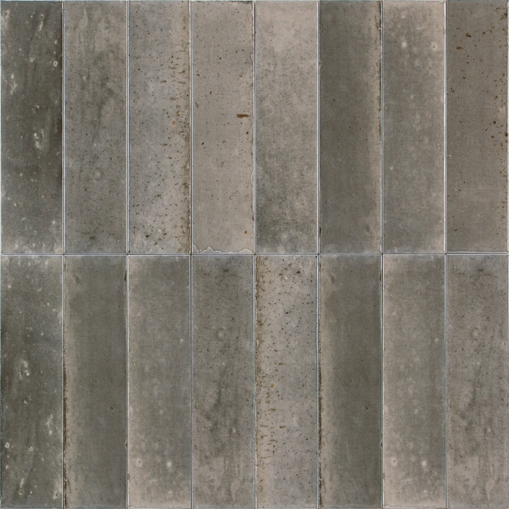 Wandtegels Patagonia Greige 6,5x26 cm langwerpige grijze handvorm tegels