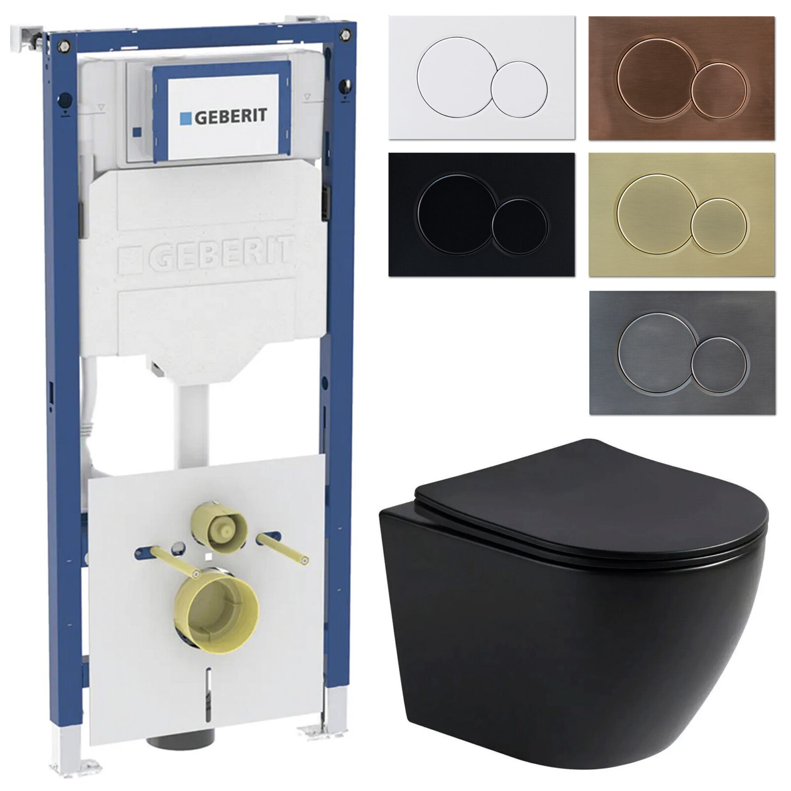 Geberit UP320 Sigma 12 inbouwreservoir met randloos mat zwart wandcloset