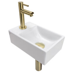 Fontein set wonder links compleet met kraan en afvoer goud