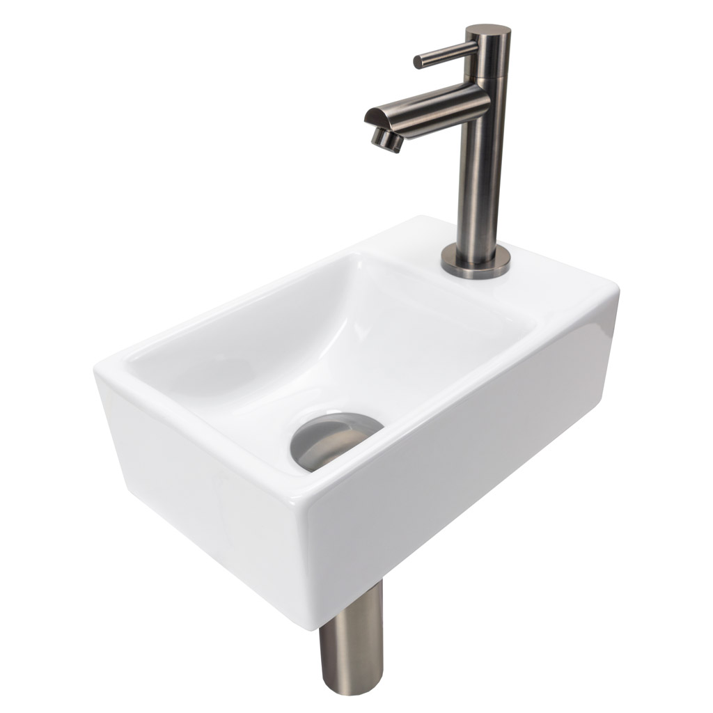 Fontein set wonder rechts compleet met kraan en afvoer gun metal