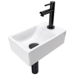 Fontein set wonder rechts compleet met kraan en afvoer mat zwart