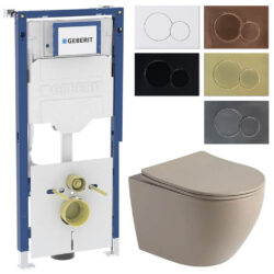 Geberit UP320 Sigma 12 inbouwreservoir met randloos zand beige wandcloset