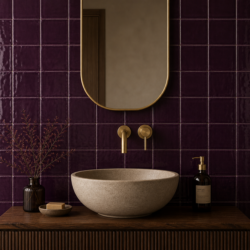 Oud Hollandse handvorm tegels Deep Purple glans paars 13x13